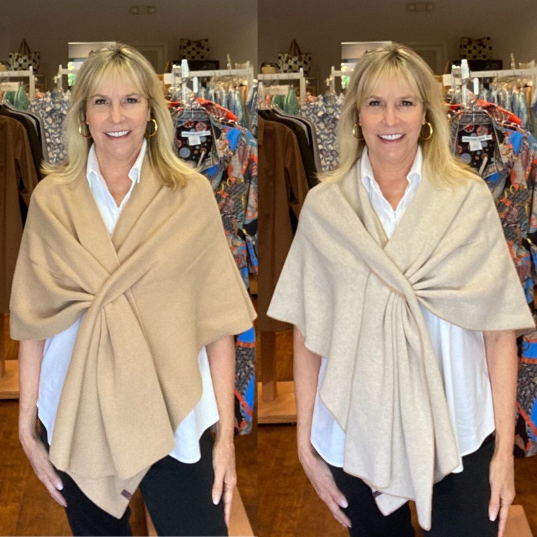 Reversible Italian Wrap-Camel/Oatmeal