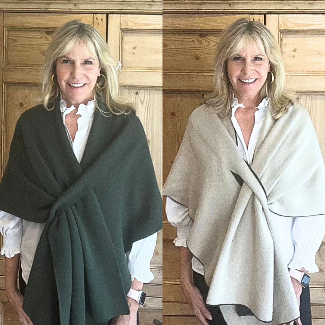 Reversible Italian Wrap Dark Green/Oatmeal