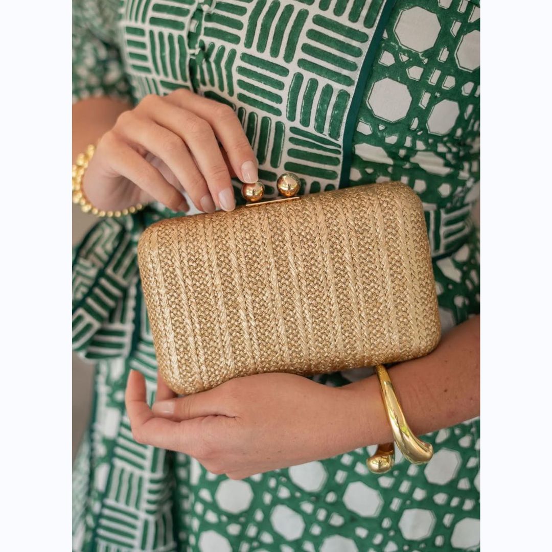 Gold Raffia Clutch