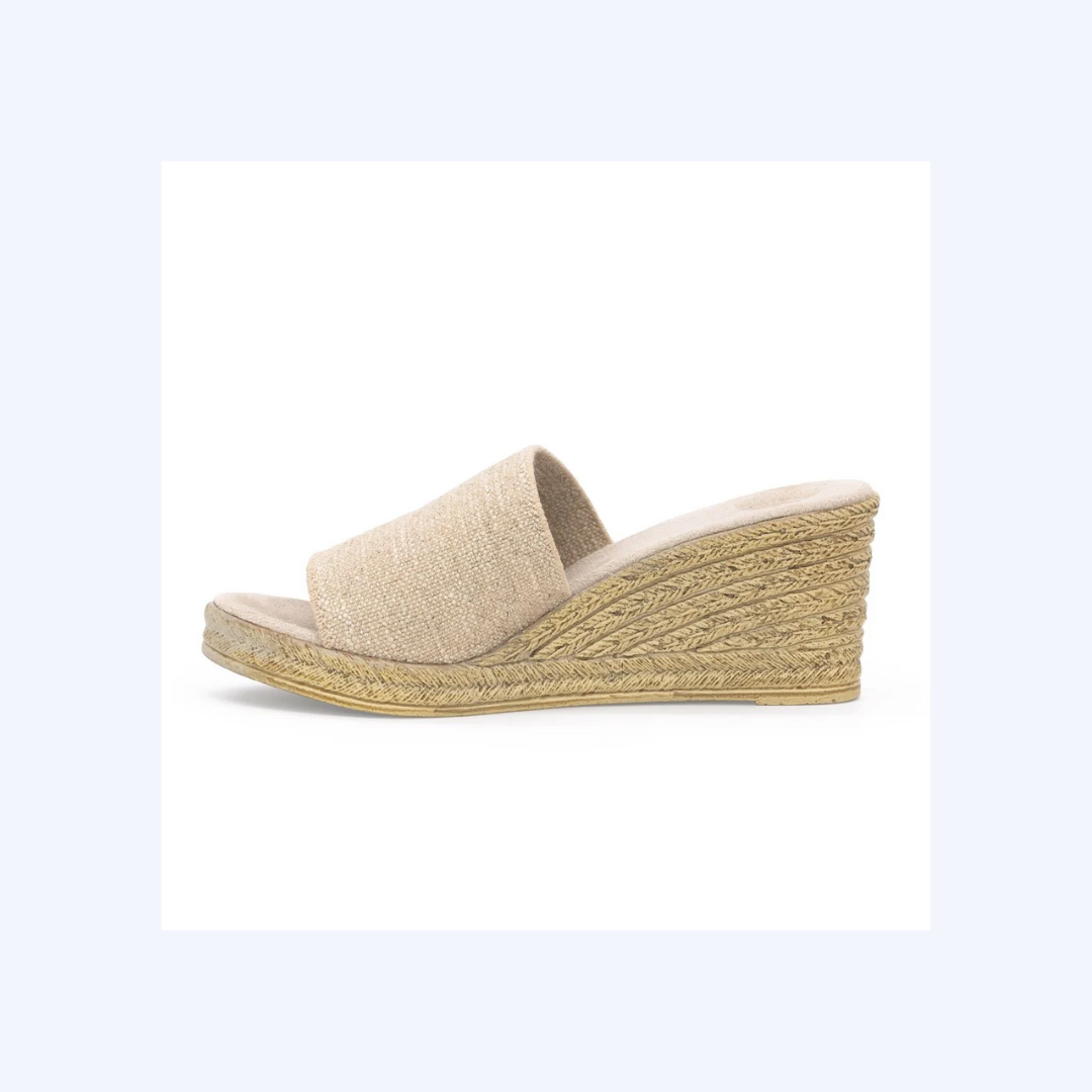 Natural Linen Wedge Slide